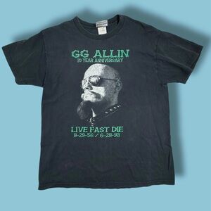 Vtg T Shirt L GG ALLIN Punk Sourpuss Clothing Black 10 Year Anniversary